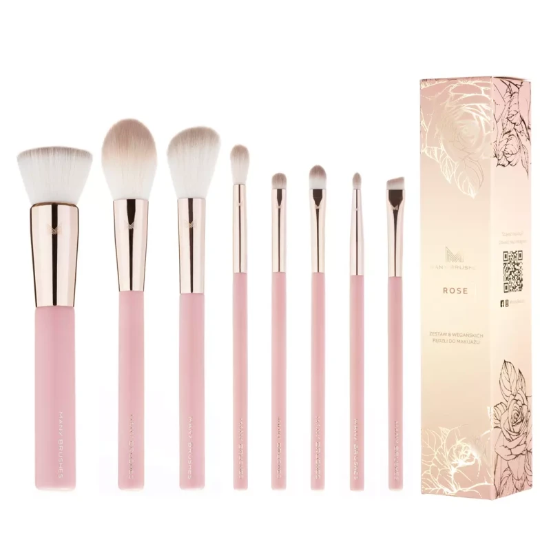 Many Brushes Rose | Zestaw 8 wegańskich pędzli do makijażu
