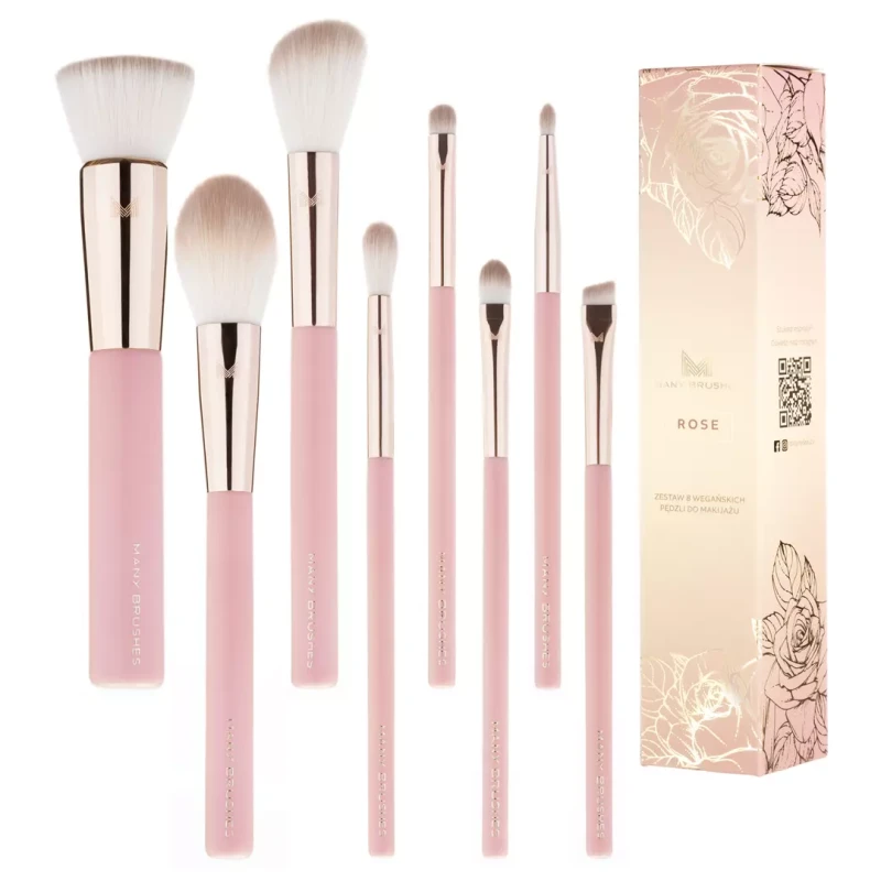 Many Brushes Rose | Zestaw 8 wegańskich pędzli do makijażu