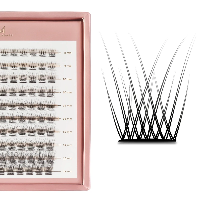 Master Box V-Lashes Intense | Wimpernbüschel-Set für Make-up 8–14 mm | B–C–CC–D Schwung | Many Lashes