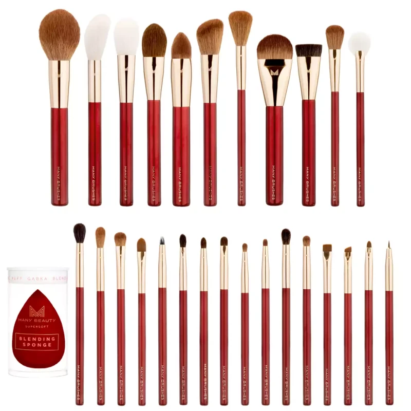 Many Brushes Premium z tubą | Zestaw 27 profesjonalnych pędzli do makijażu w zestawie z organizerem | gąbeczka gratis