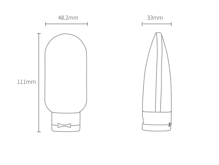 Pojemnik | butelka podróżna wielokrotnego użytku | 60 ml, wymiary