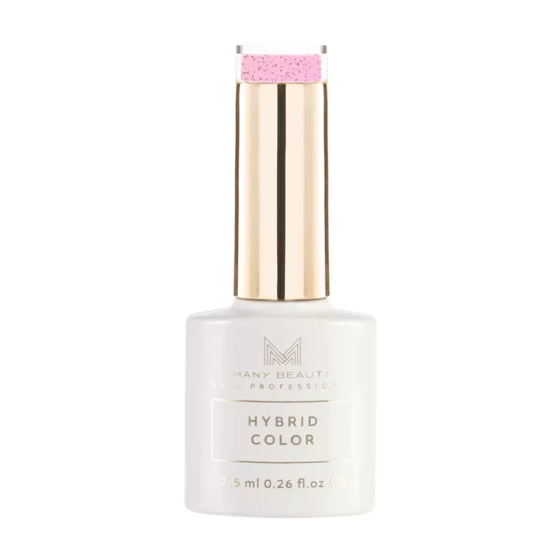 Różowy lakier hybrydowy z błyszczącymi drobinkami | 306 sparkling lotus | HYBRID COLOR | UV, butelka