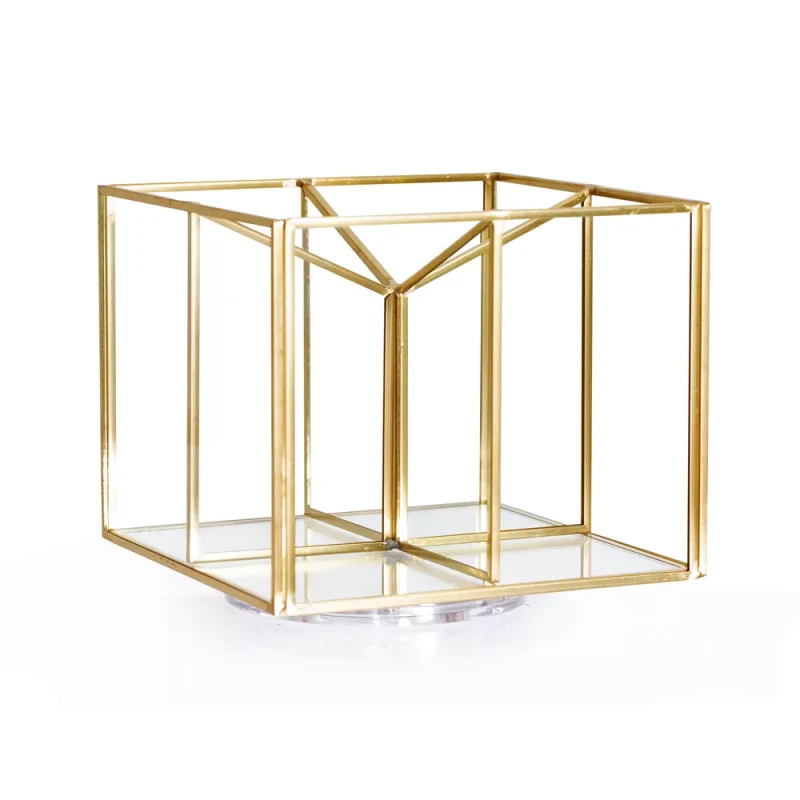 Goldener | Organizer aus Glas | Behälter für Pinsel und Accessoires | drehbar 