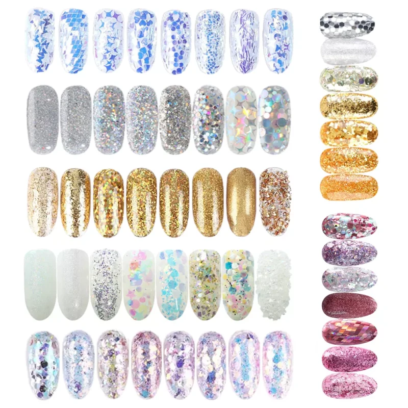 Glitzer-Set | Nagelpuder | 8 Stück 
