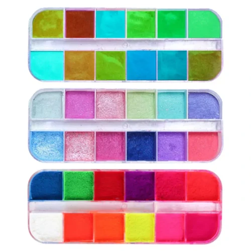 Nagelpuder in Kassette | Make-up | 12-in-1 | neon | perlmutt | magnetisch