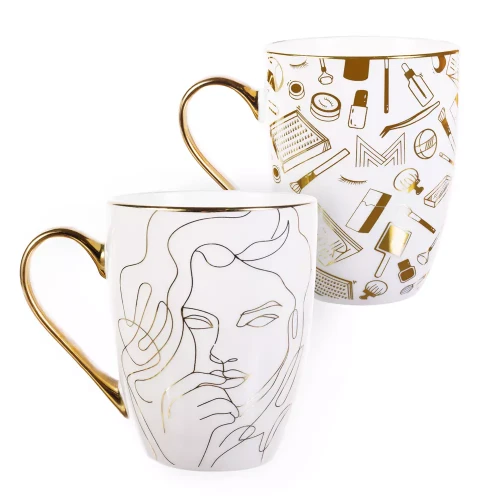 Keramiktasse mit dekorativem Goldrand MANY BEAUTY | 380 ml