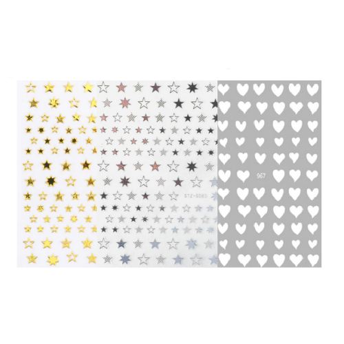 Selbstklebende Nagelsticker | Sterne | Herzen | 1 Bogen