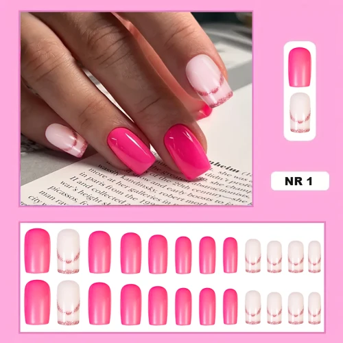Press On Nails – Selbstklebende Nägel mit fertigem Design | Form: Lange Square-Tips