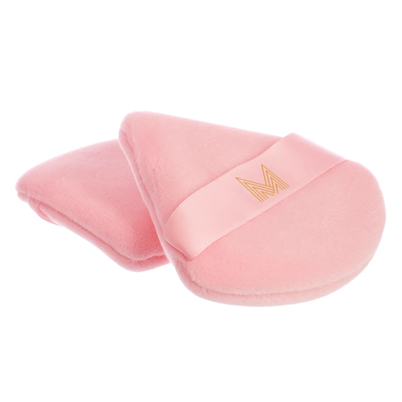 Różowa trójkątna welurowa gąbka do makijażu_puff_puszek do pudru ManyBeauty