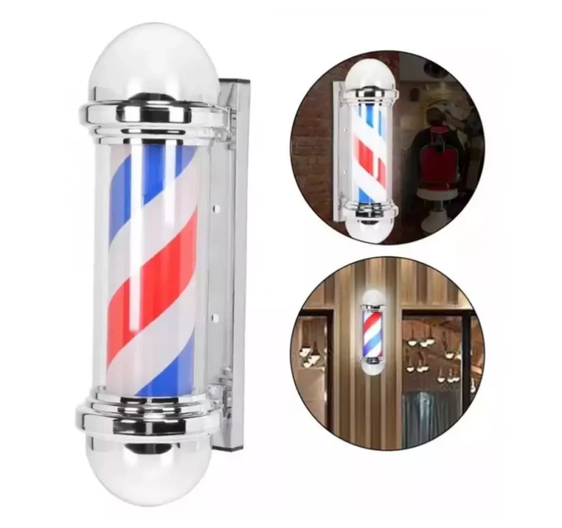 LED-Barber-Deckenleuchte – silberne Barber Shop Pole Light | S M