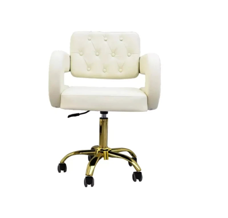 Friseur | Kosmetiksessel Glamour Gold Cream mit gesteppter Rückenlehne