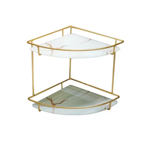 Vergoldeter Glas-Organizer | Regalständer mit Ablagen für Kosmetika      (1) (1) (1) (1)