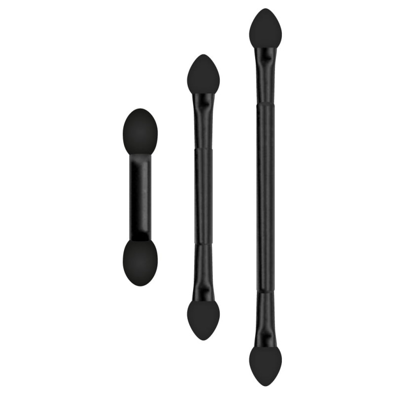 Einweg-Doppelseitige Lidschatten-Applikatoren | Schwarze Schwämmchen | S M L | 10 Stück