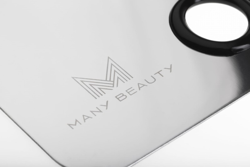 Paletka do mieszania | metalowa tacka ze szpatułką od Many Beauty | prostokątna
