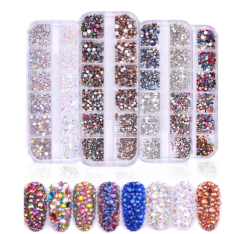 Set aus Nagel-Strasssteinen | holografisch | 12-in-1