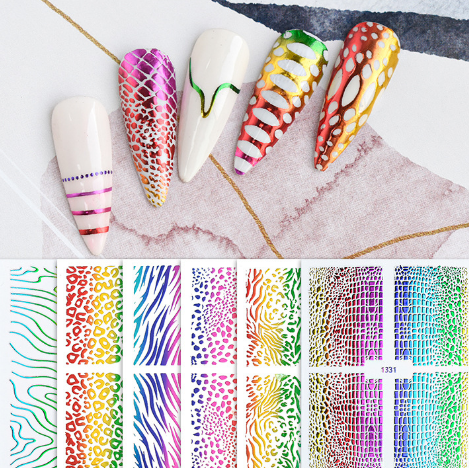 Selbstklebende Nagelsticker | Designs 1341 – 1348 | 1 Bogen
